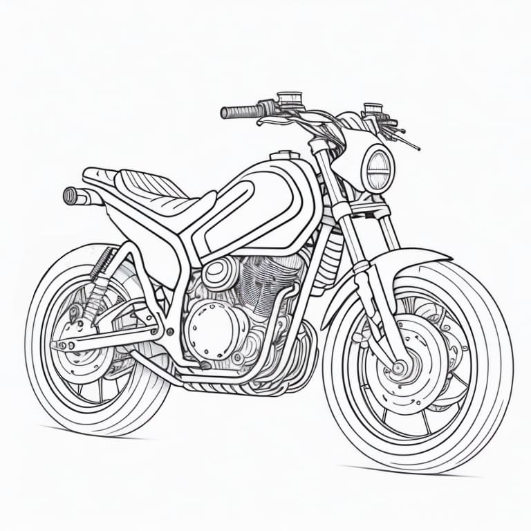 Coloring page of a trail motorcycle, perfect for adventurous kids.