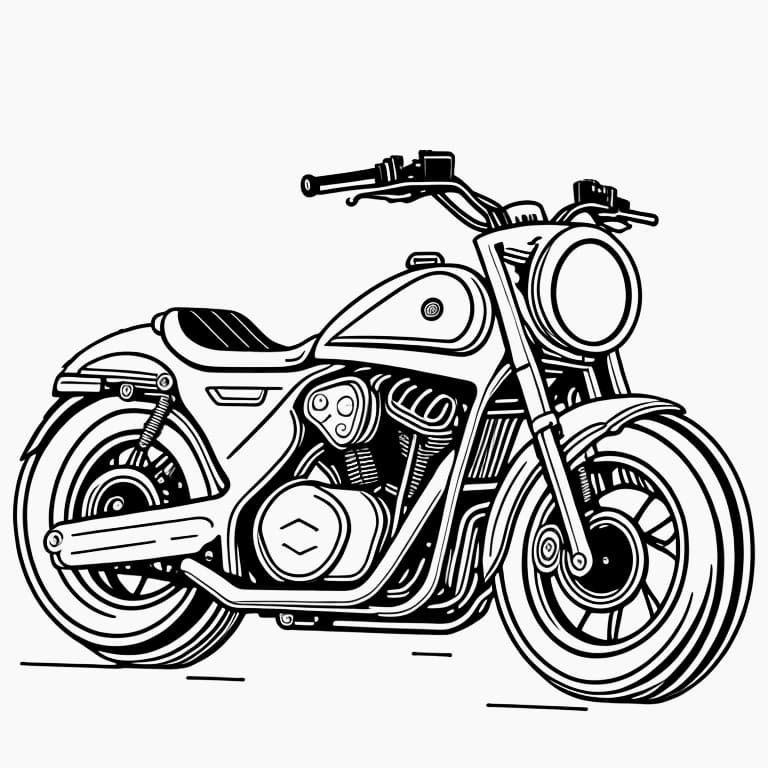 Coloring page of a trail motorcycle, ready for adventurous kids to color.