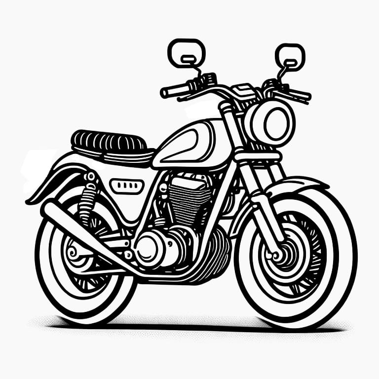 Coloring page of a trail motorcycle, perfect for children who love adventure themes.