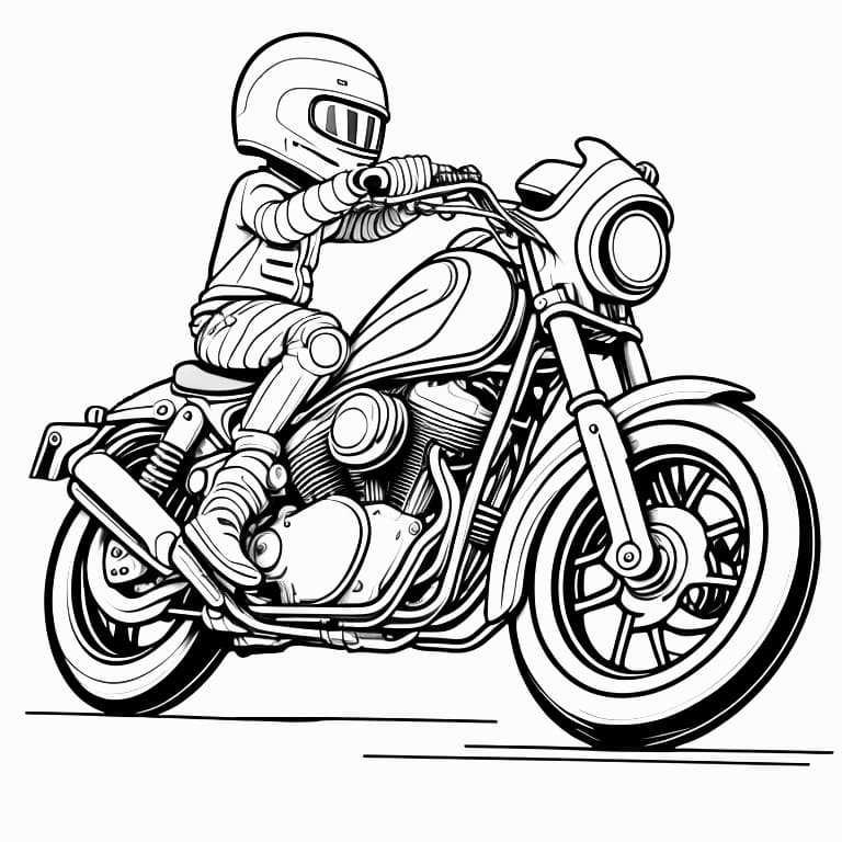 Printable coloring page of a trail motorcycle, ideal for adventurous kids.