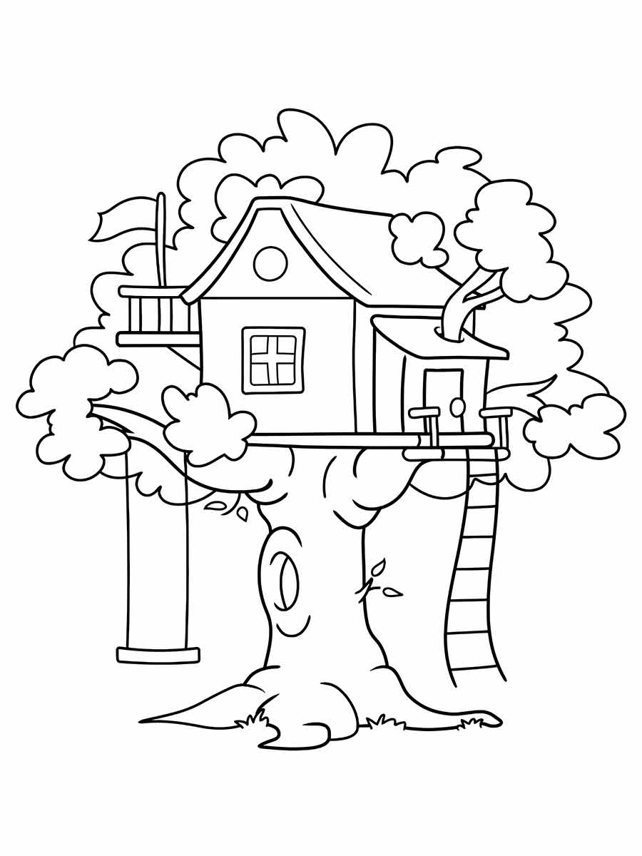 Treehouse Coloring Page