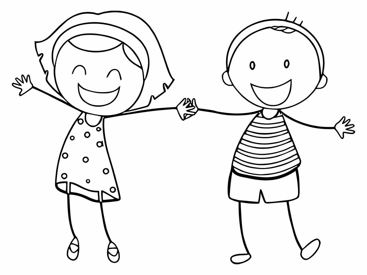 Two girls coloring page.