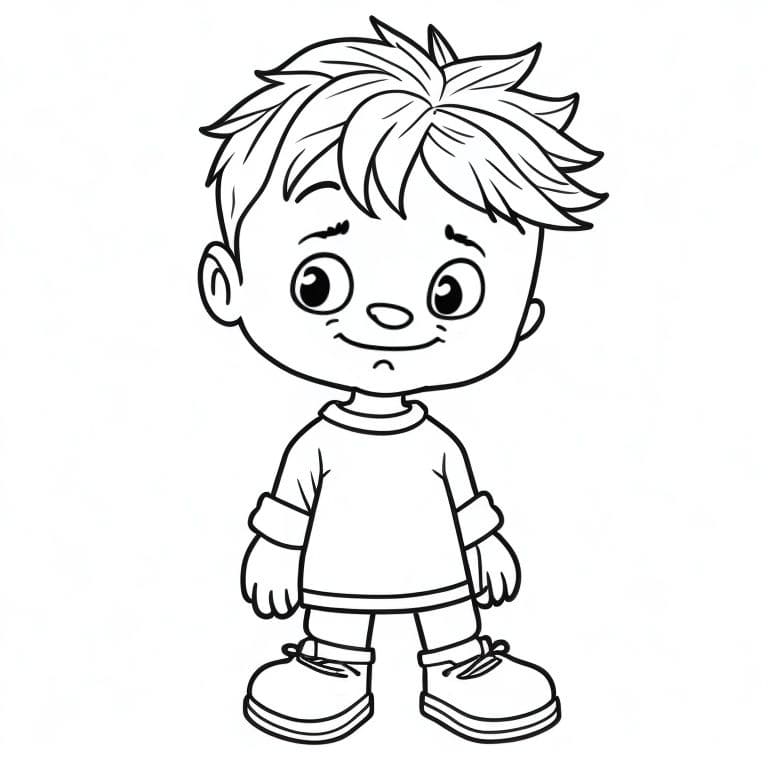 Boy coloring page for 4 years old