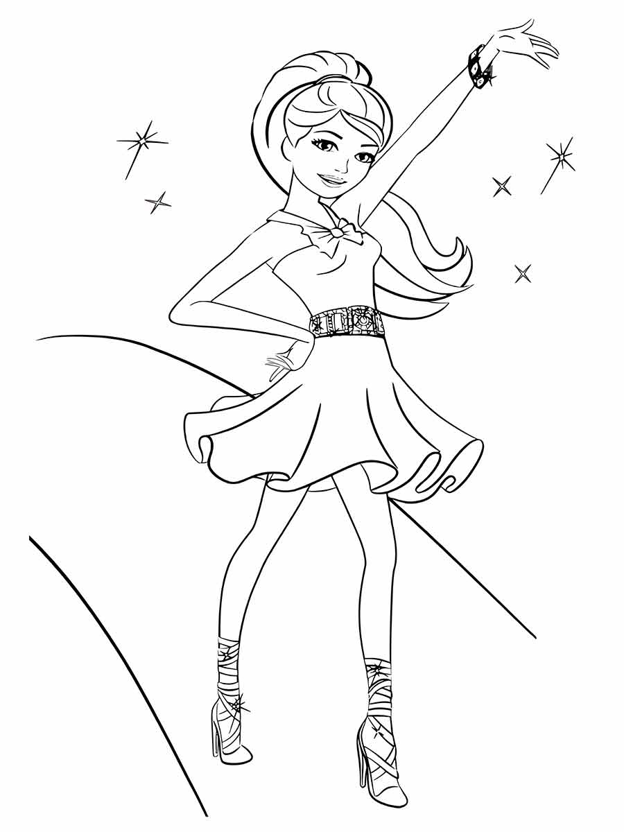 Young girl dancing coloring page.