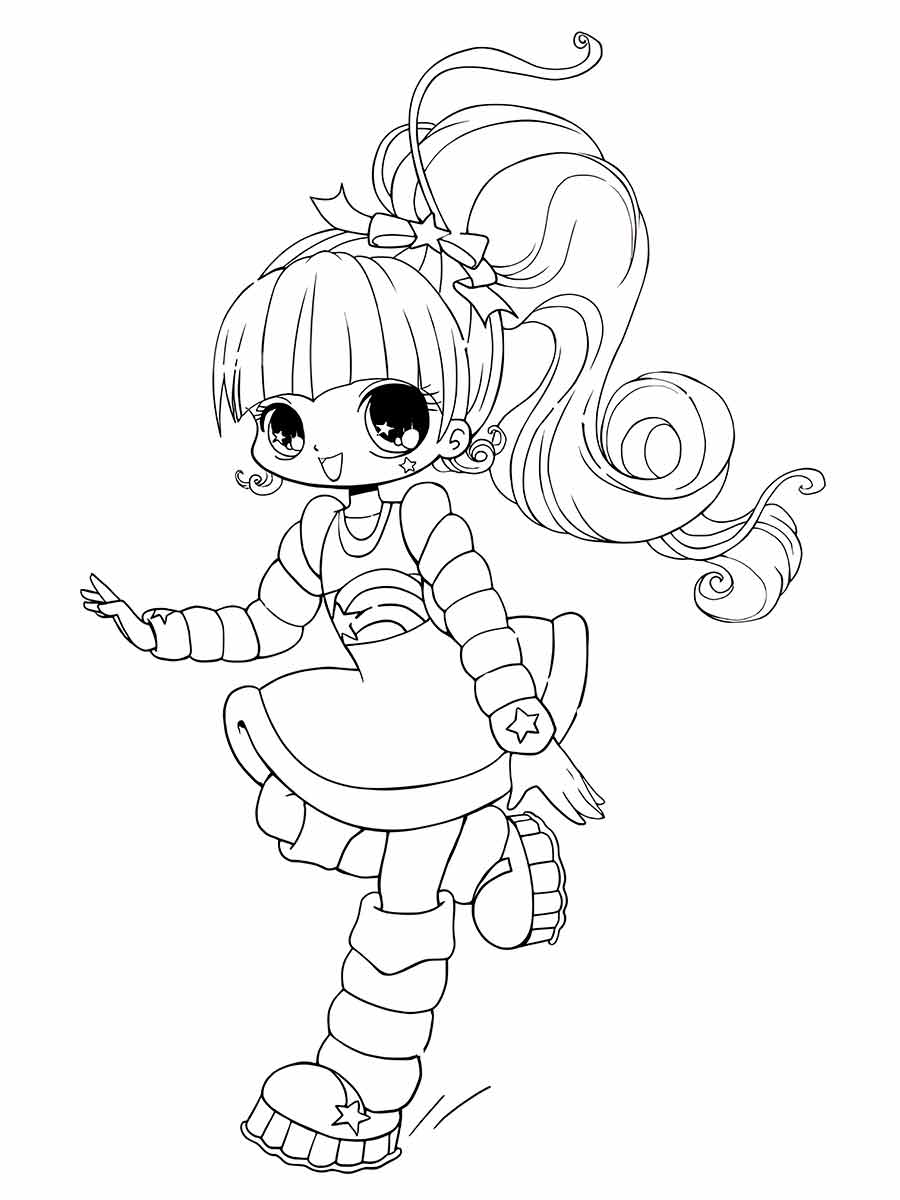 Young girl with large smile coloring page.