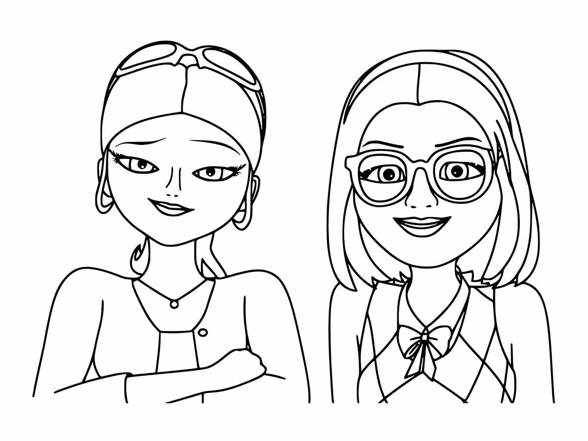 Coloring page of Alya and Chloe.