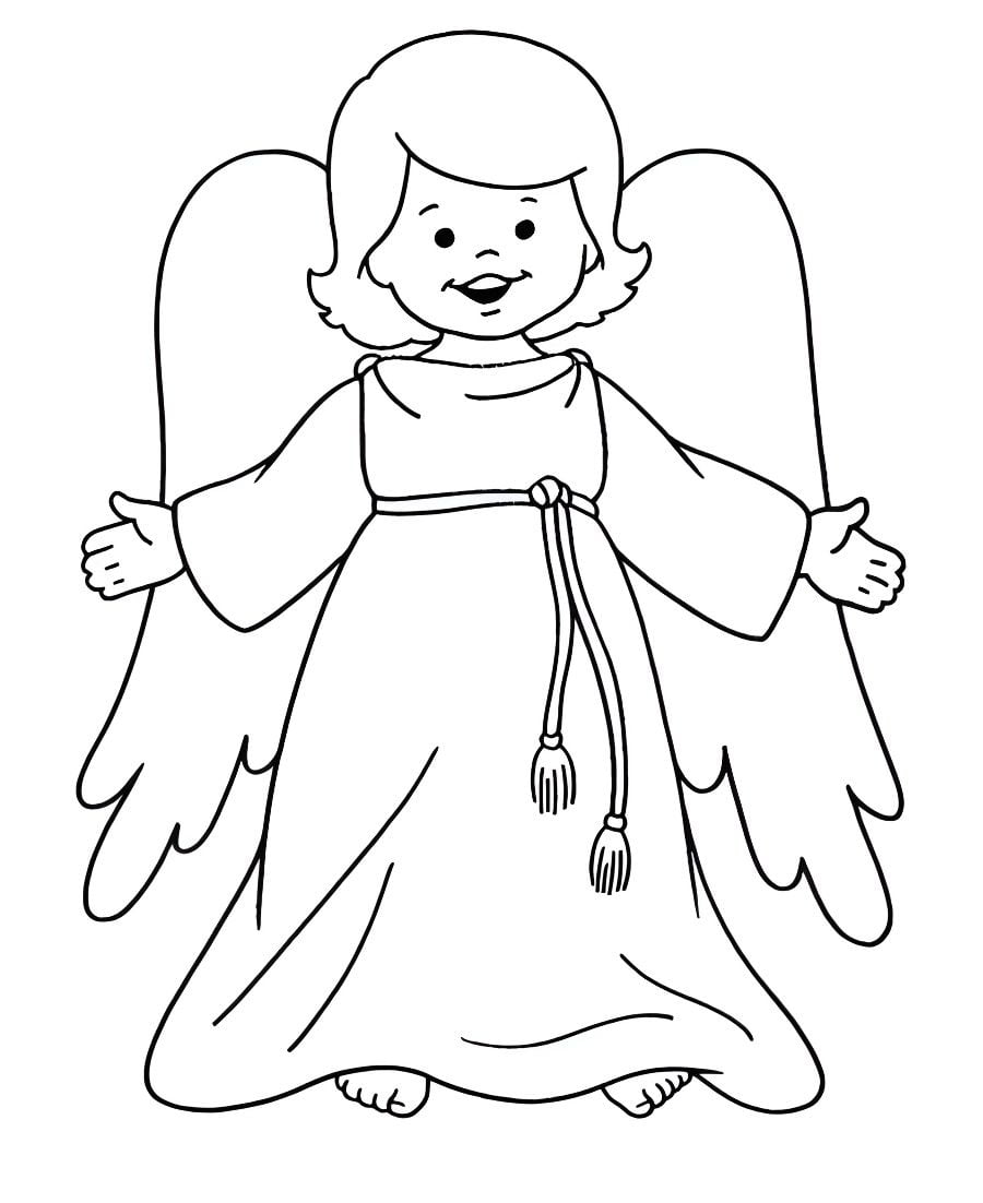 Angel wearing a robe coloring page