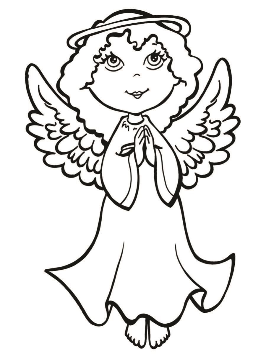 Cartoon angel praying coloring page