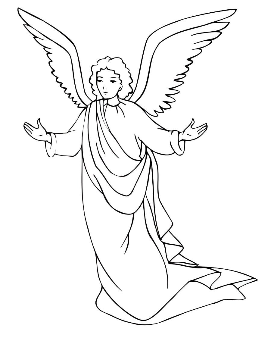 Praying angel coloring page