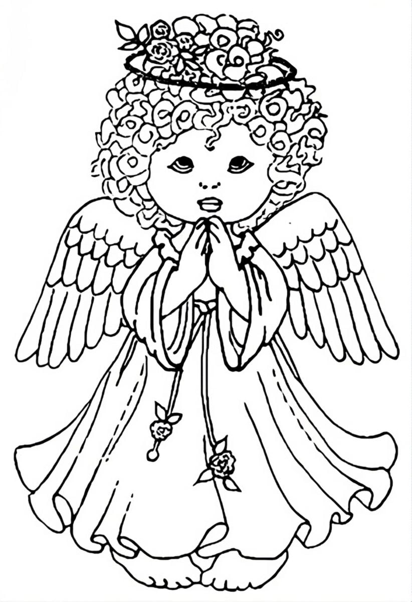 Child angel coloring page