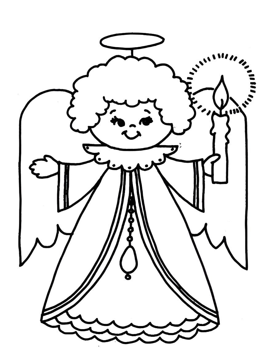 Angel with a lit candle coloring page