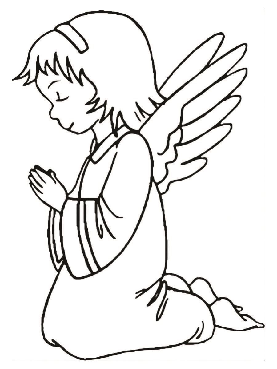 Praying angel coloring page