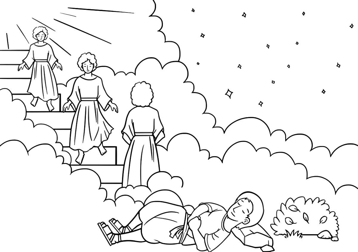 Angel in the sky coloring page