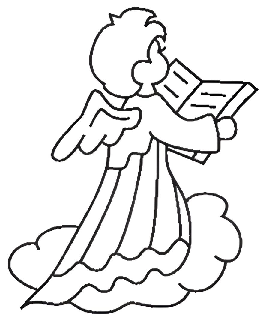 Angel reading the Bible coloring page