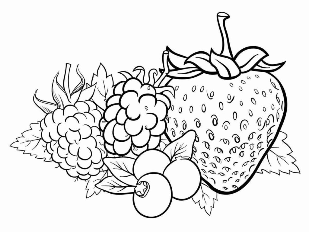 assorted fruits coloring page