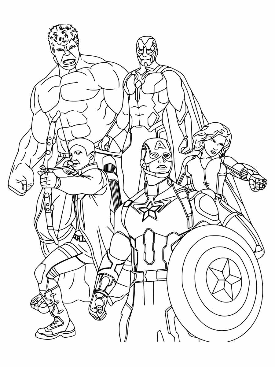 Coloring page of the Avengers.