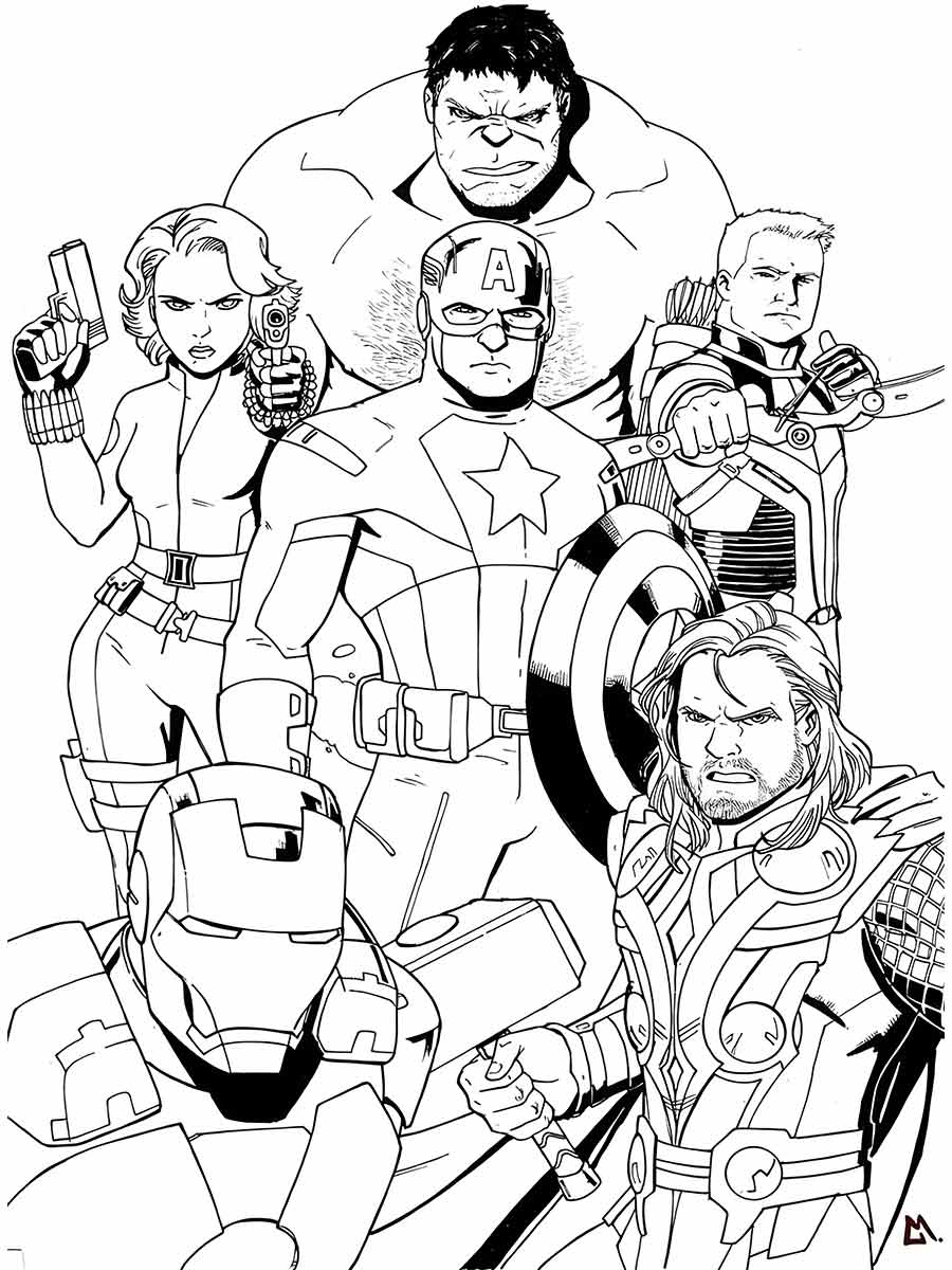 Coloring page of the Avengers.