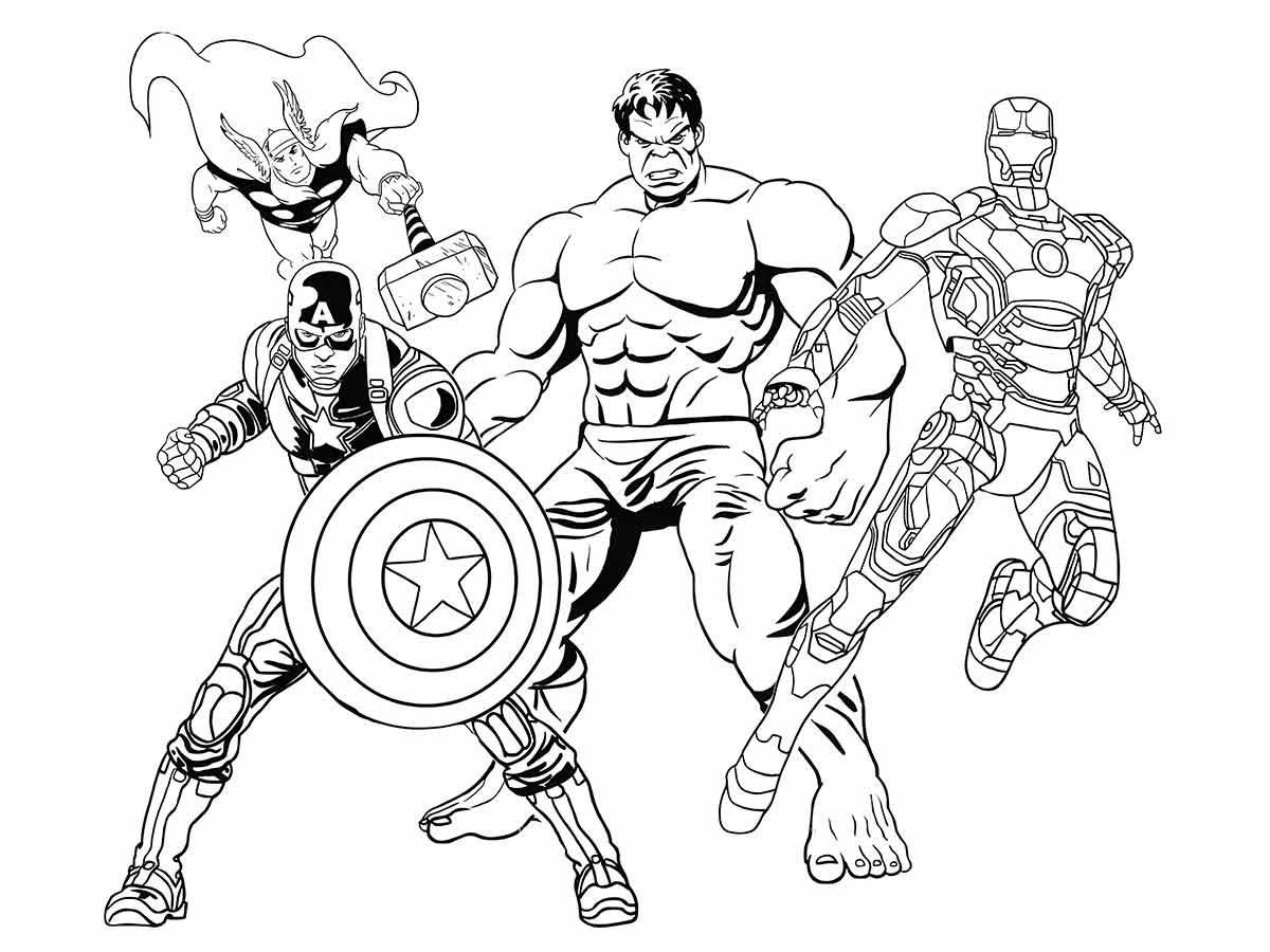 Coloring page of the Avengers.
