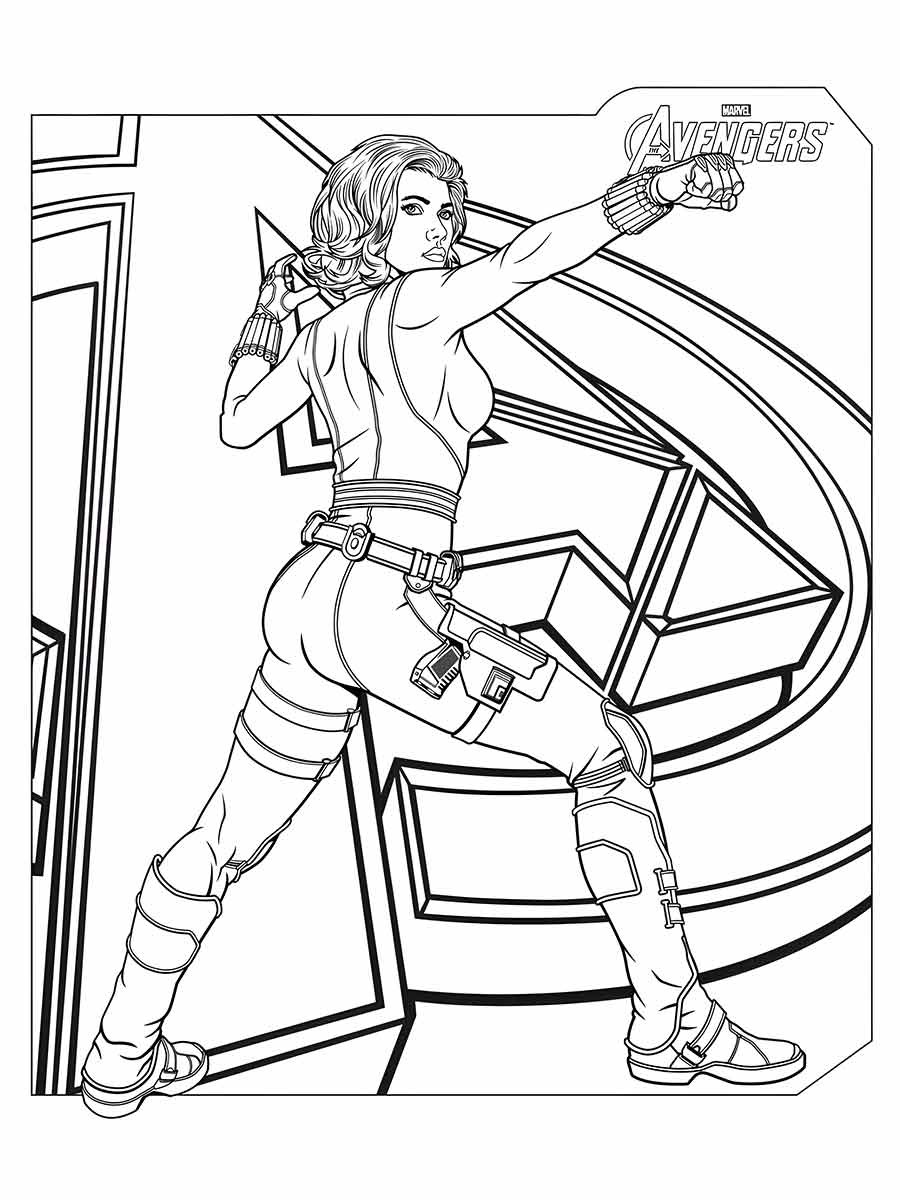 Coloring page of Black Widow from the Avengers.