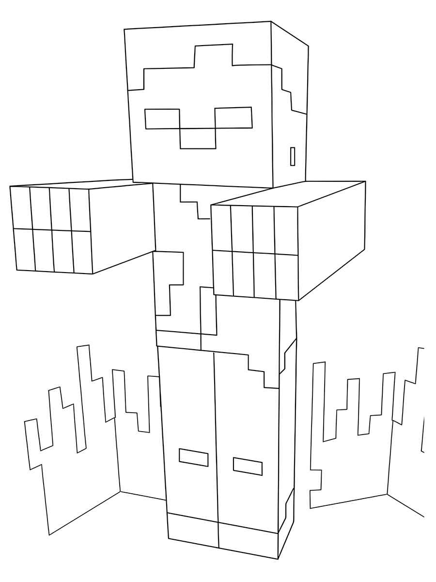 Build Minecraft coloring page