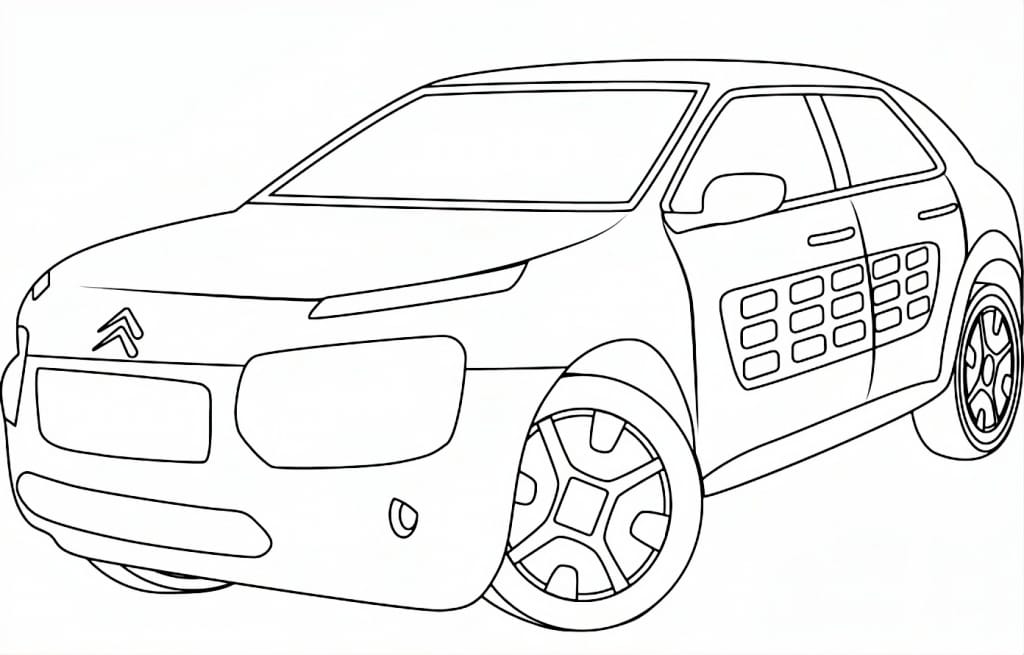 Car with simple lines coloring page