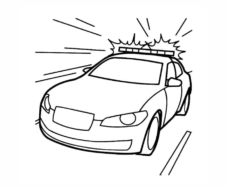 Easy-to-color police car coloring page