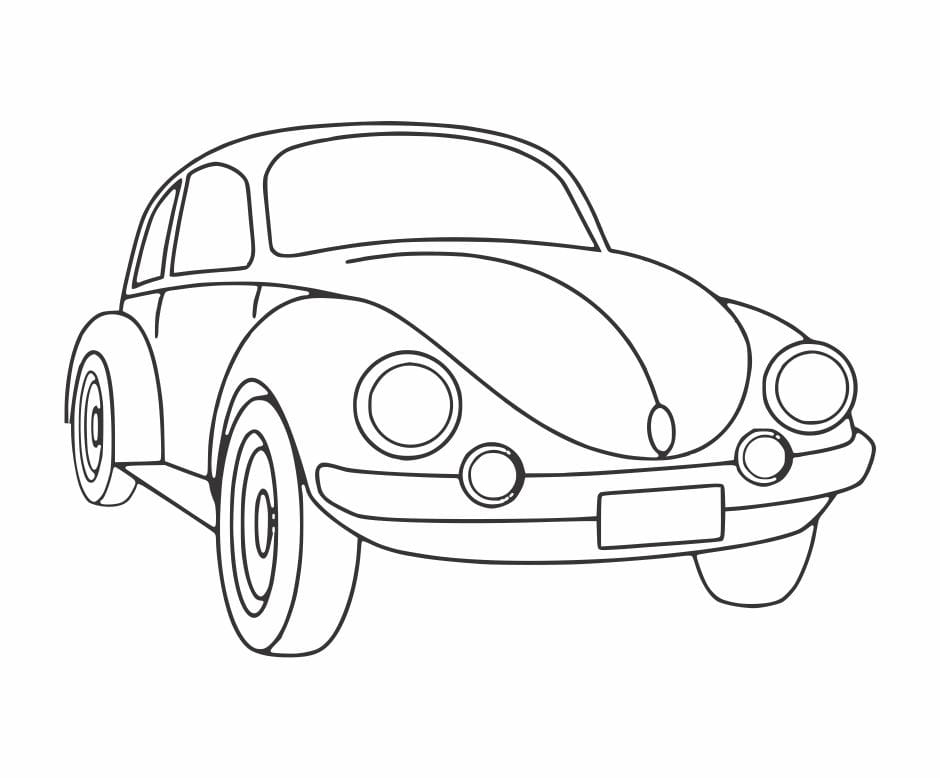 Beetle car coloring page