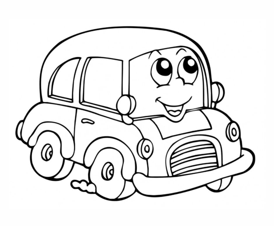 Cartoon car coloring page