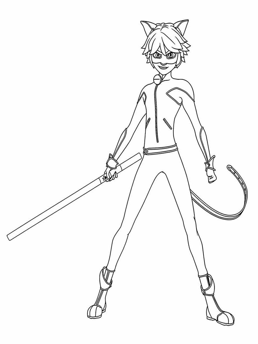 Coloring page of Cat Noir.