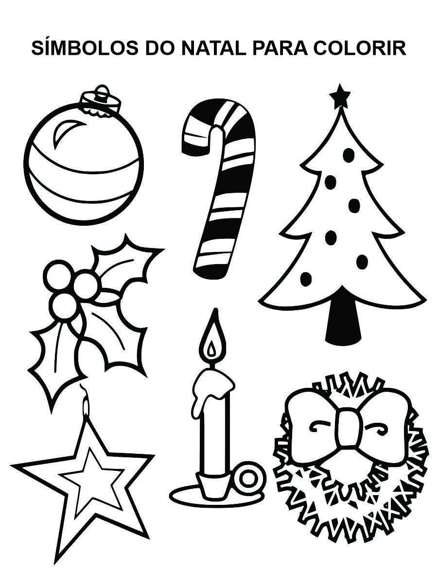 Christmas symbols coloring page.