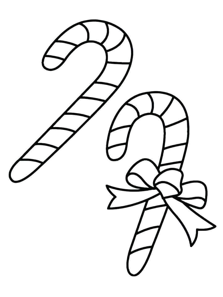 Coloring pages of a candy cane with a bow