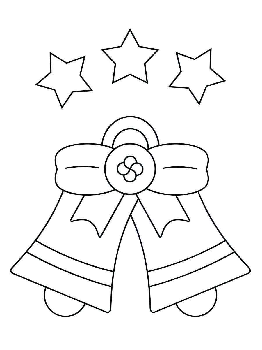 Bells and stars coloring page.