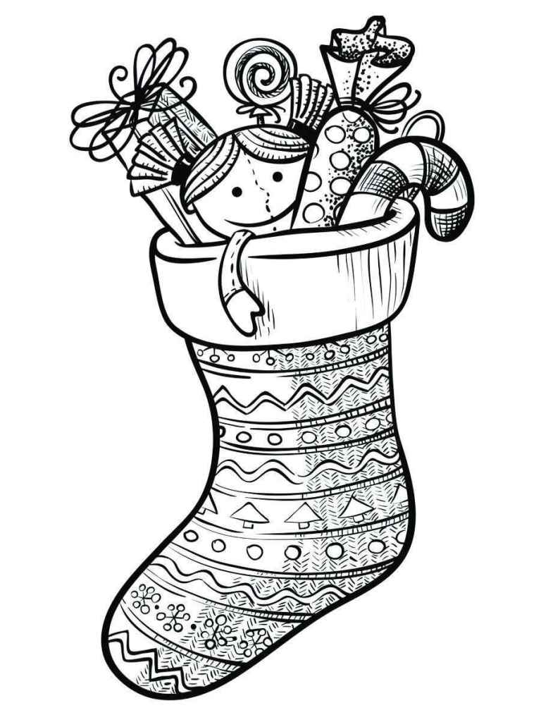 Christmas boot coloring page.