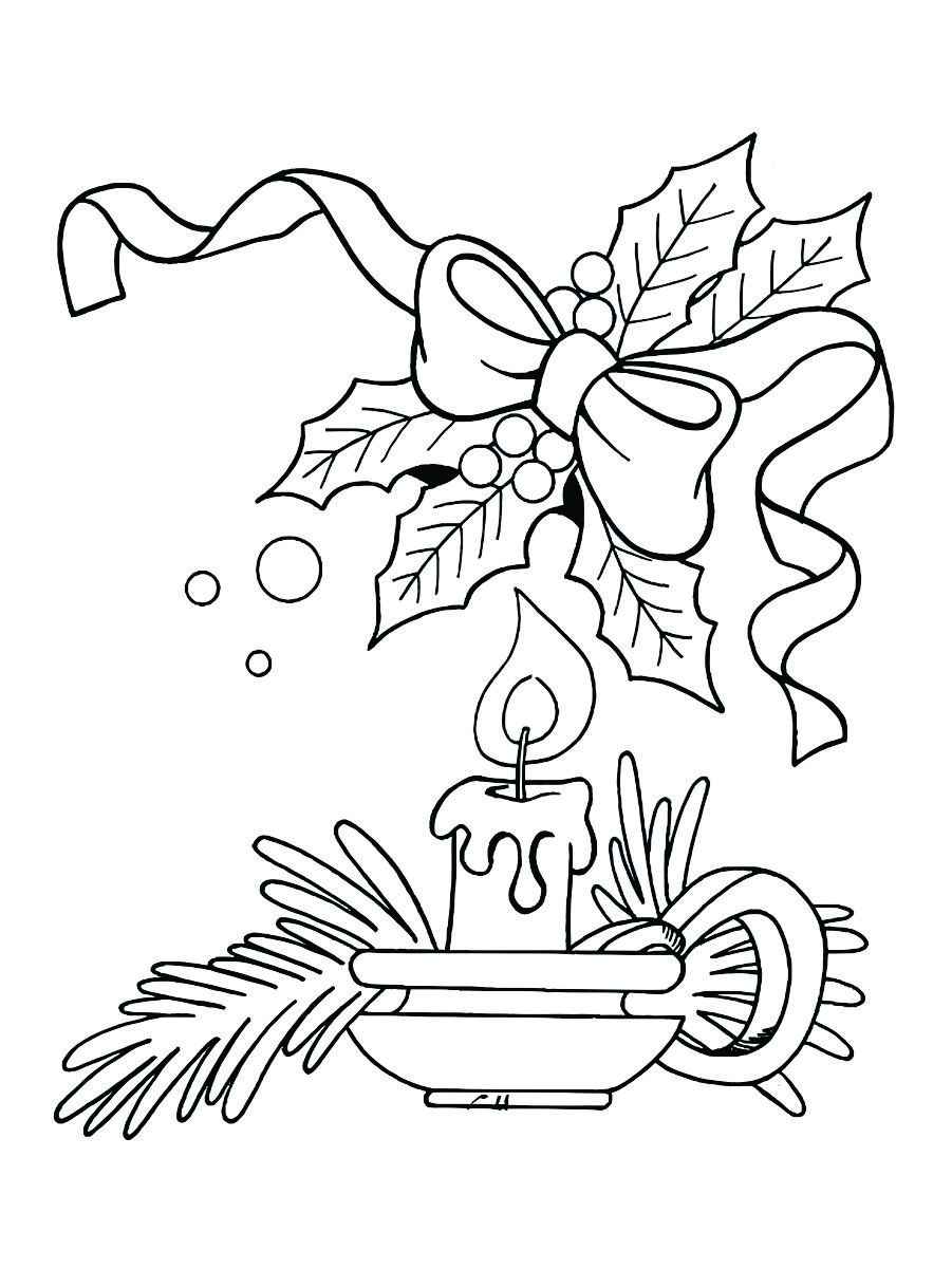 Candle with bow coloring page.