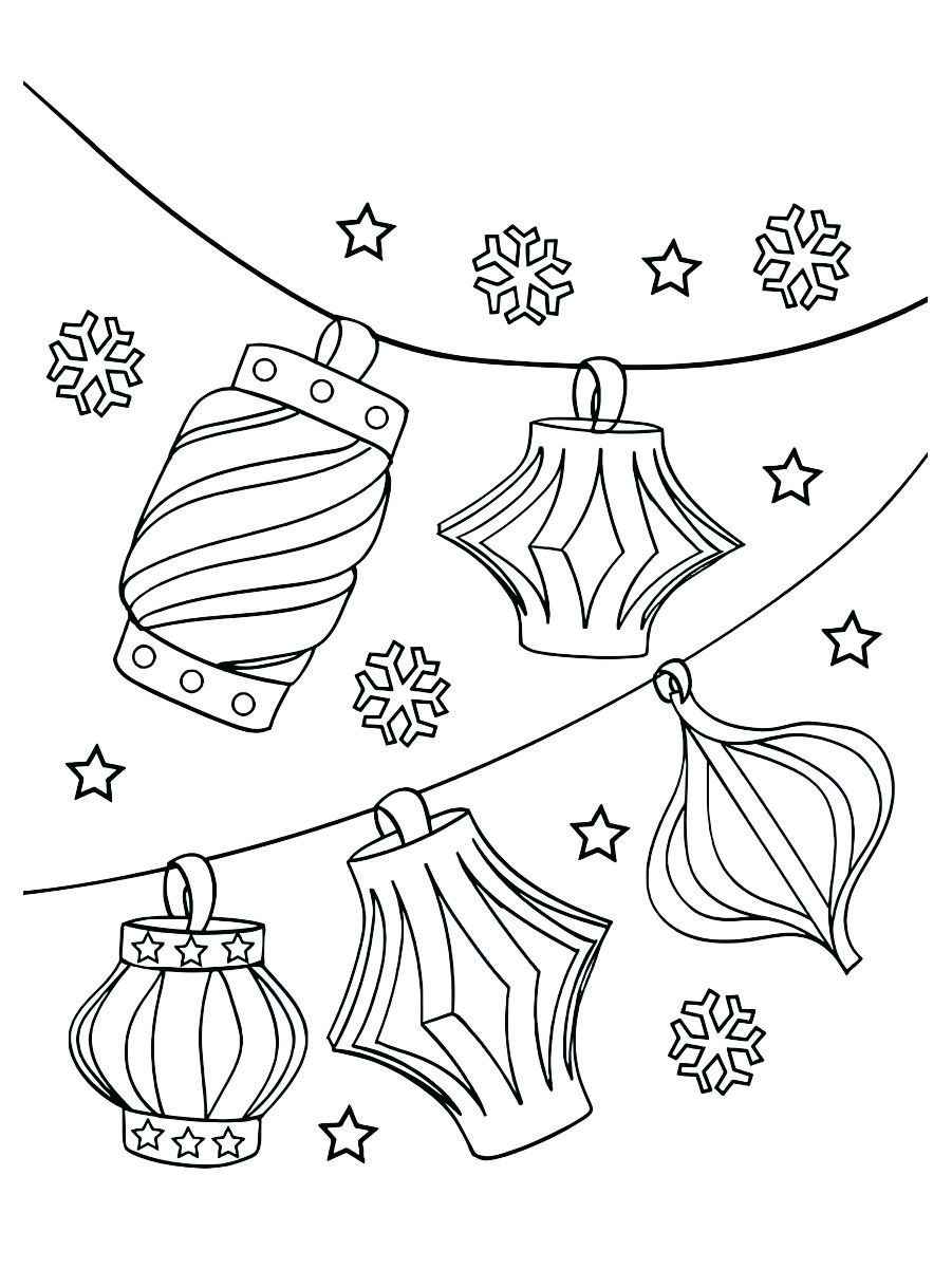 Christmas ornaments coloring page.