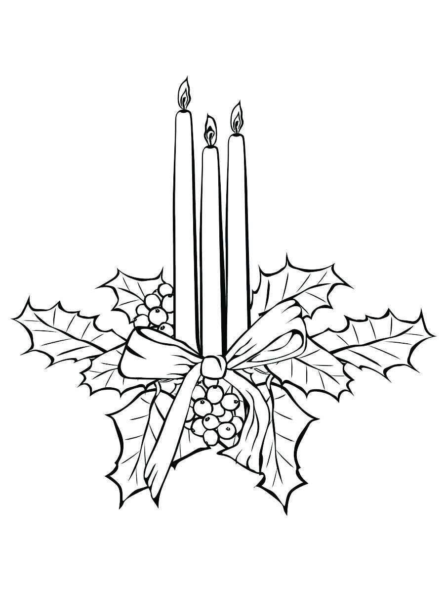 Three candles with bows coloring page.