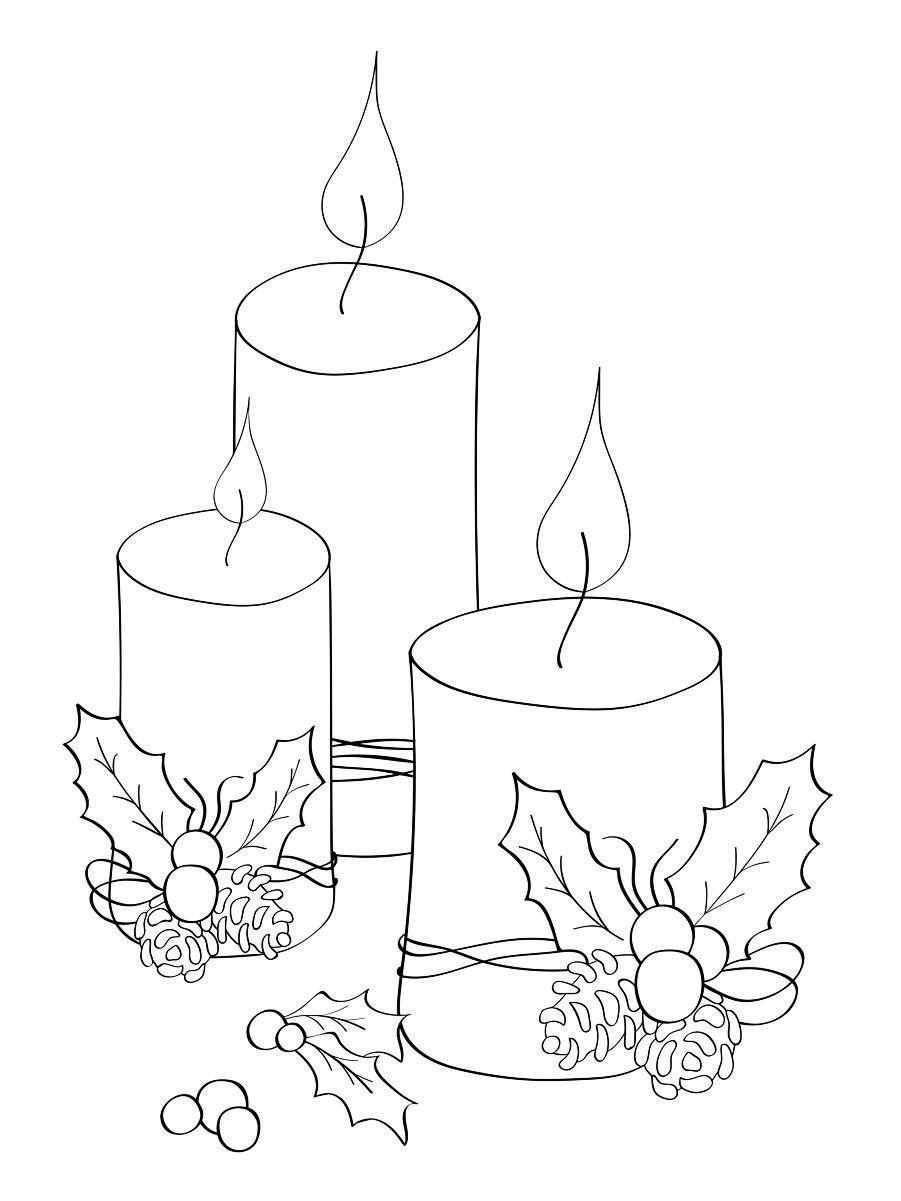 Decorated candles coloring page.