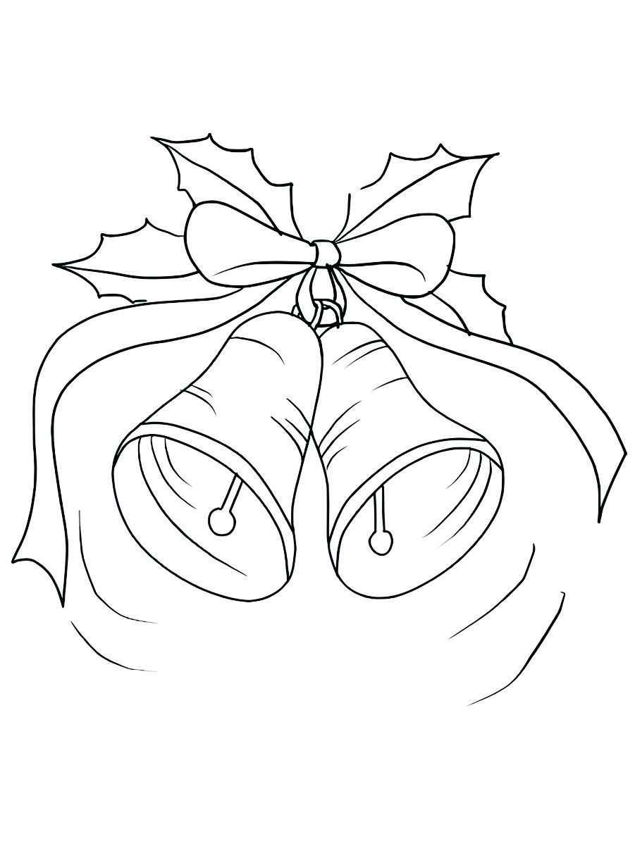 Page for coloring of a Christmas bell with a bow