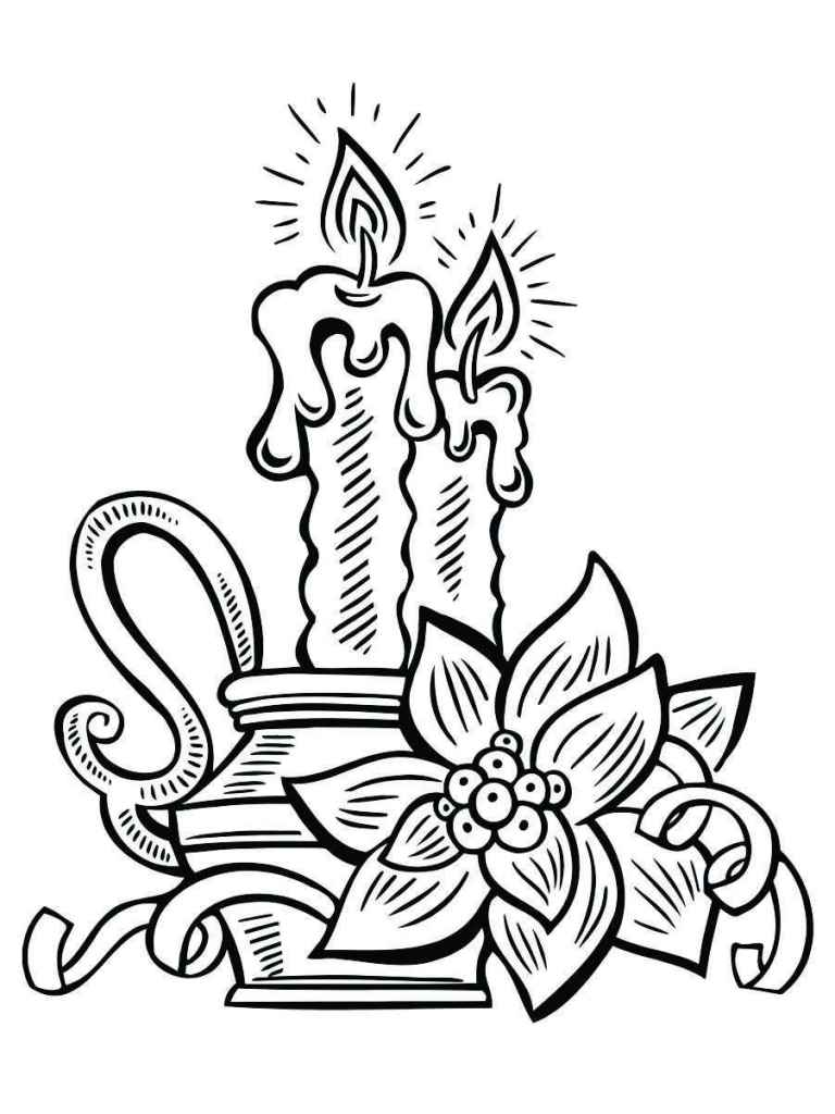 Decorated candle coloring page.