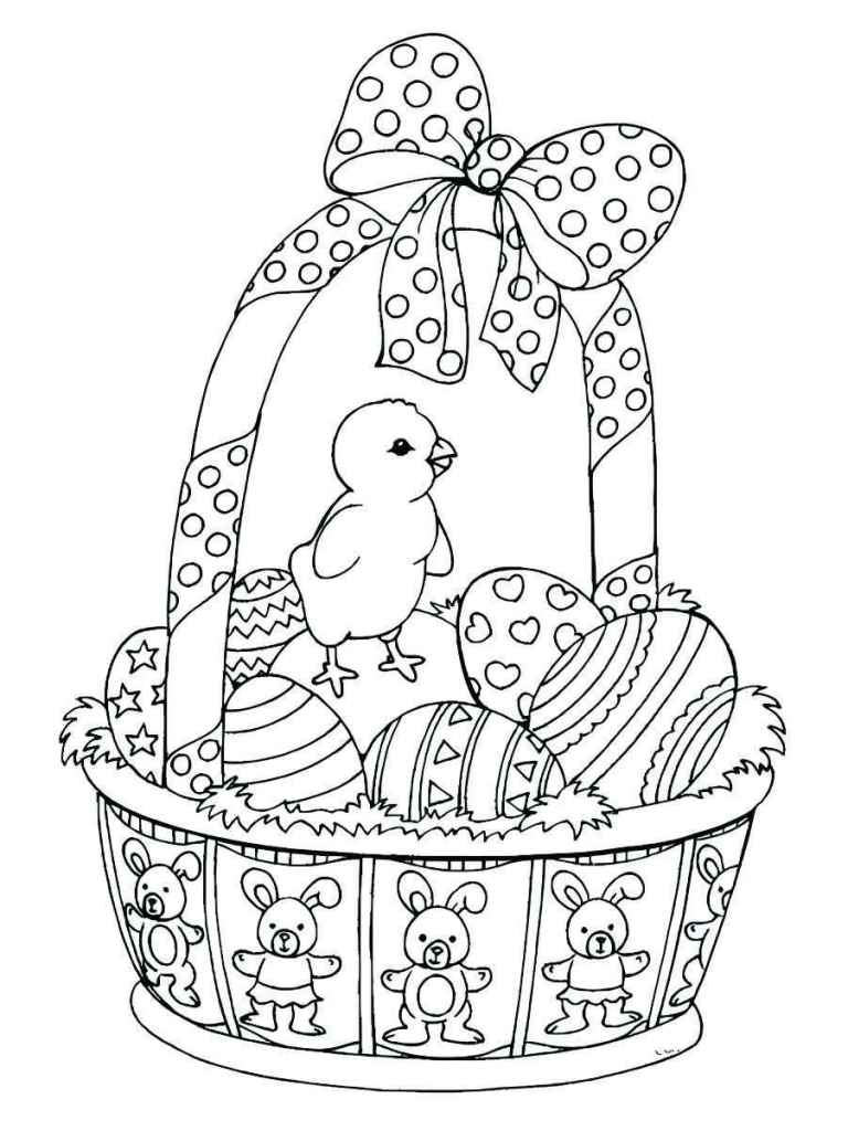 Eggs and chick coloring page.