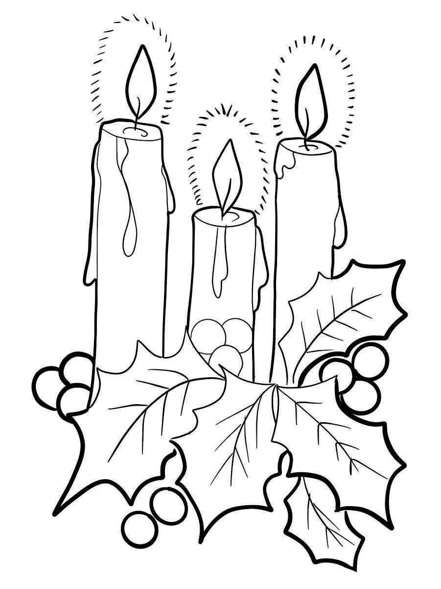 Three candles coloring page.