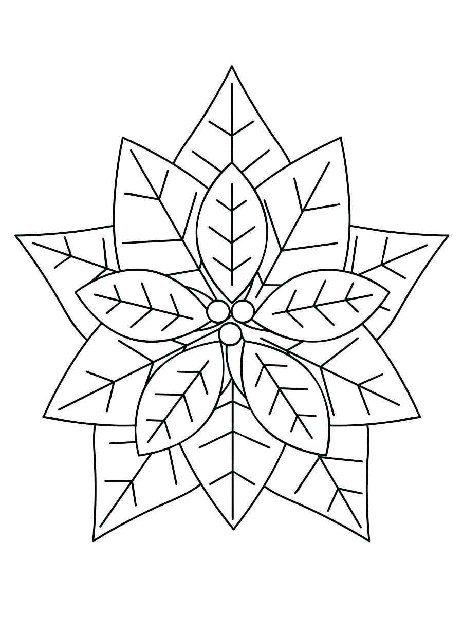 Christmas flower star coloring page.