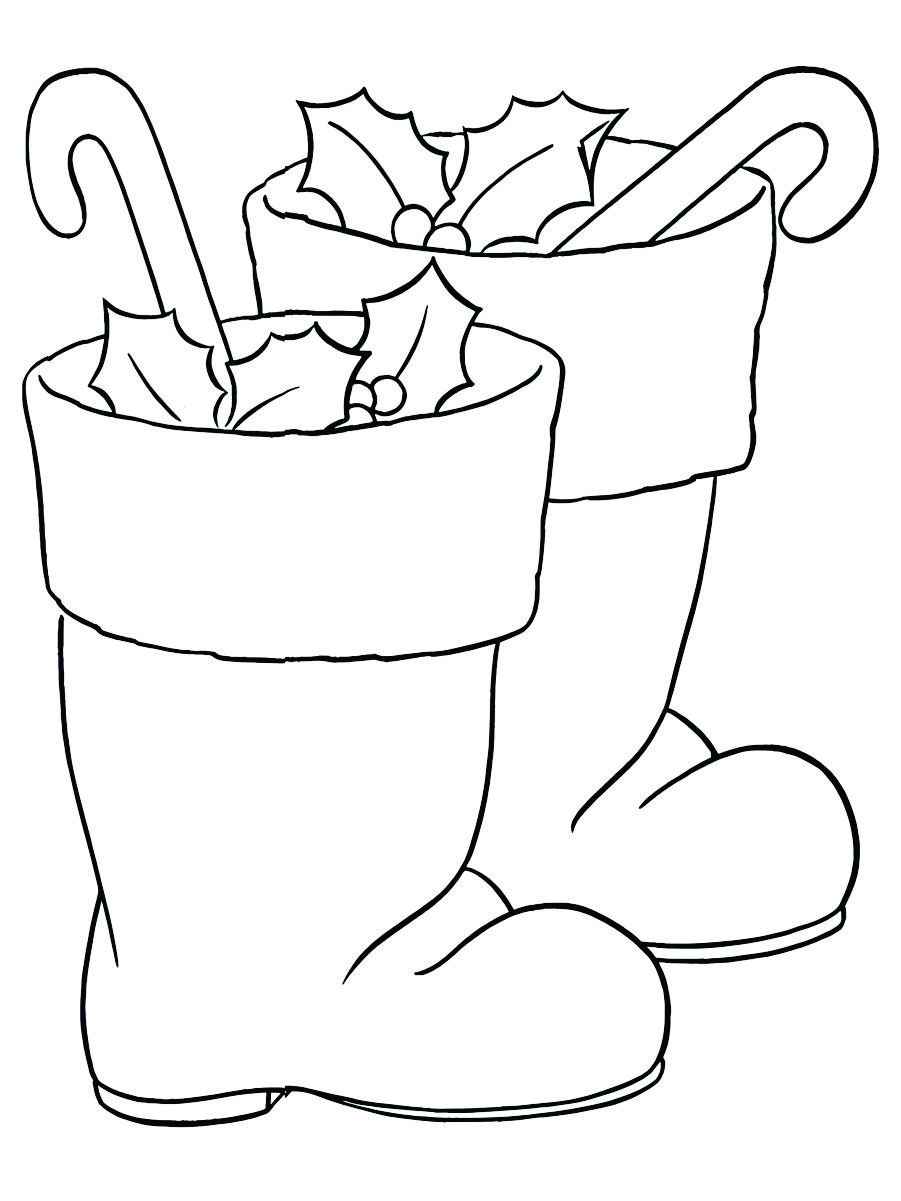 Christmas boots coloring page.