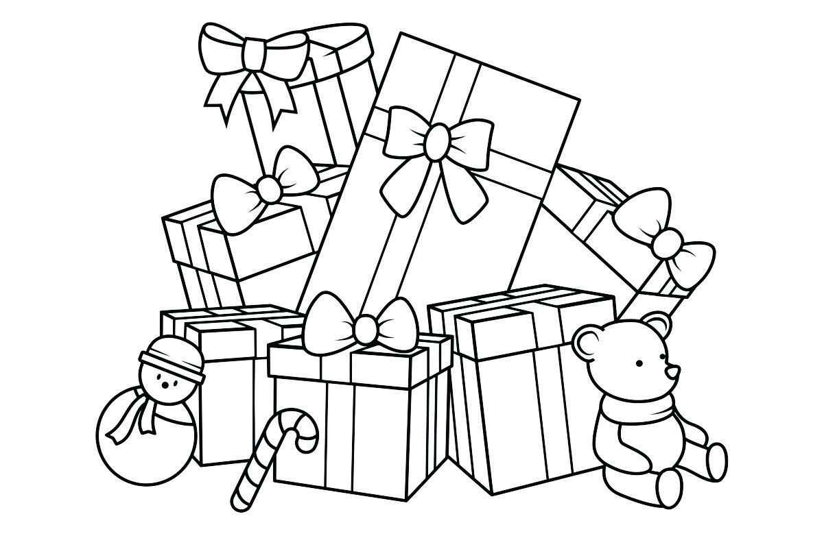 Christmas presents coloring page.