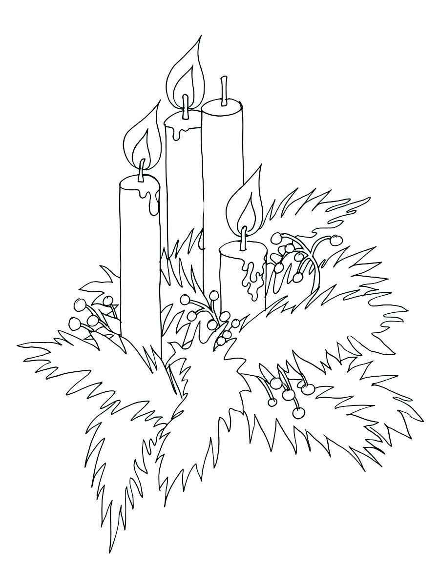 Four decorated candles coloring page.