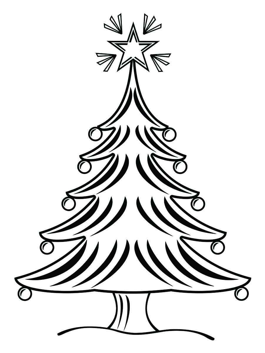 Coloring page of a Christmas tree.