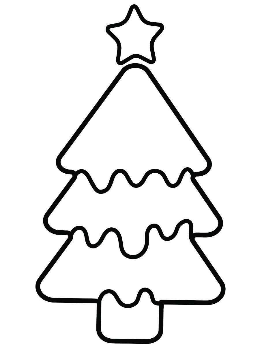 Coloring page of a Christmas tree.