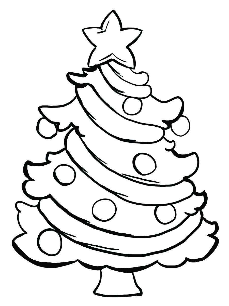 Coloring page of a Christmas tree.