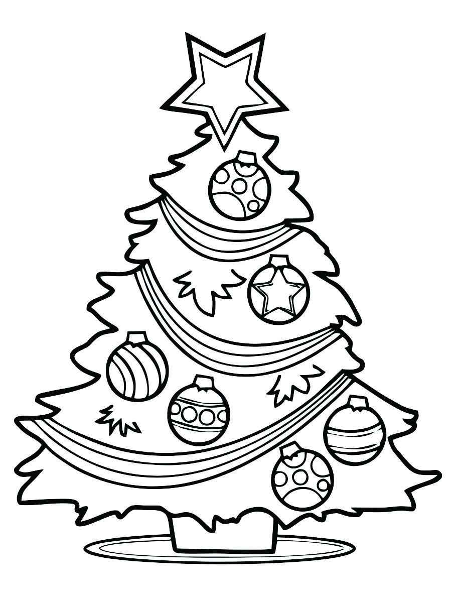 Coloring page of a Christmas tree.