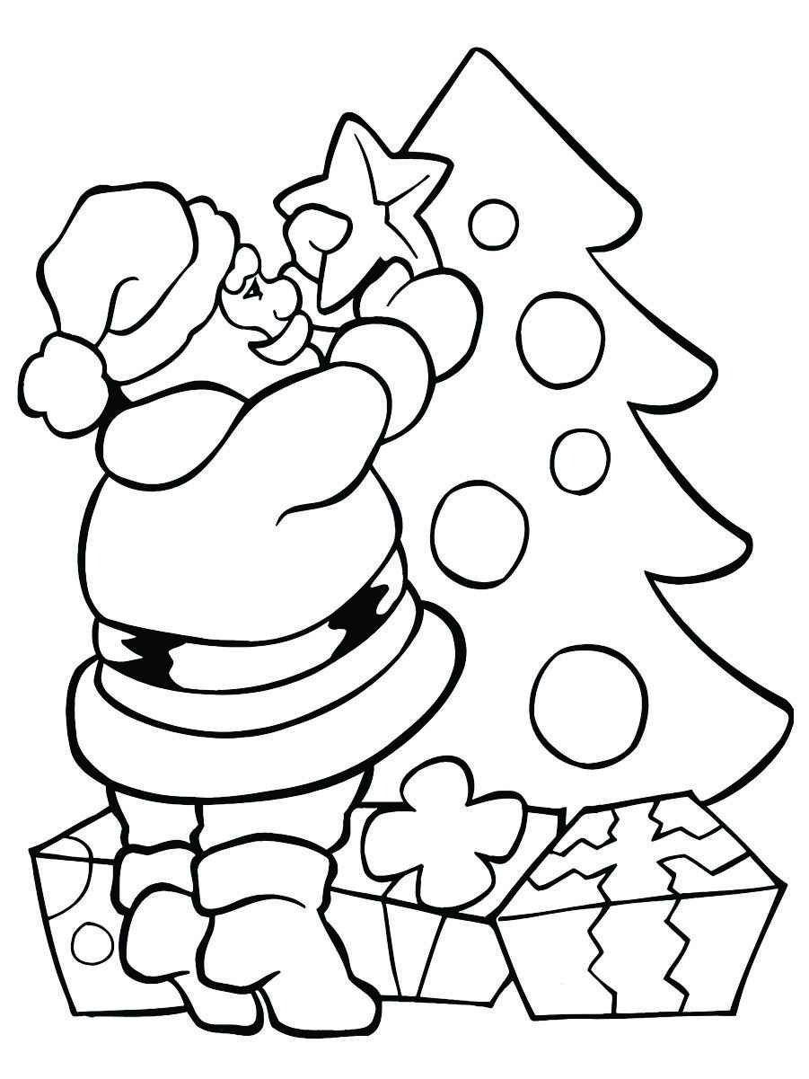 Coloring page of a Christmas tree.